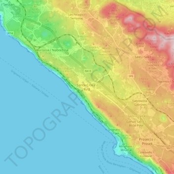 Topografisk kort Santa Croce, højde, terræn