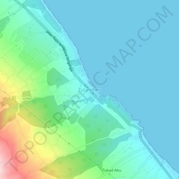 Topografisk kort Tulamben, højde, terræn