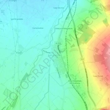 Topografisk kort San Giacomo, højde, terræn
