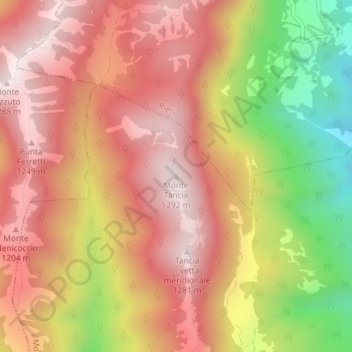 Topografisk kort Monte Tancia, højde, terræn