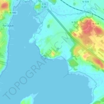 Topografisk kort Hanhals, højde, terræn