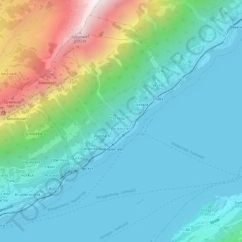 Topografisk kort Brunni, højde, terræn