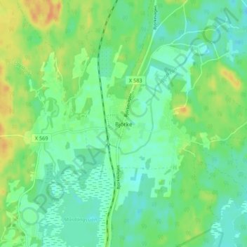 Topografisk kort Björke, højde, terræn