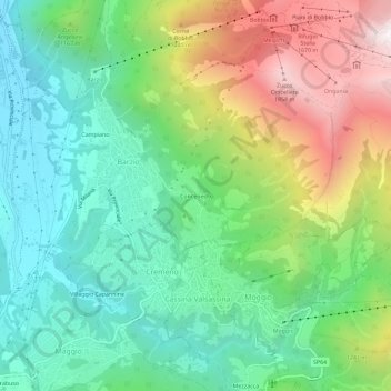 Topografisk kort Concenedo, højde, terræn