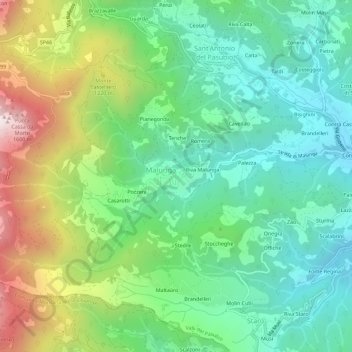 Topografisk kort Zulli, højde, terræn