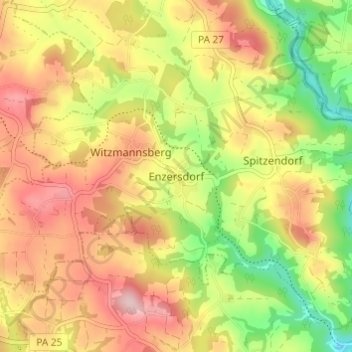 Topografisk kort Enzersdorf, højde, terræn