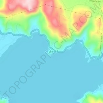 Topografisk kort Asei Kecil, højde, terræn
