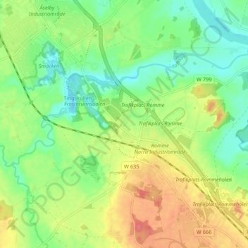 Topografisk kort Buskåker, højde, terræn