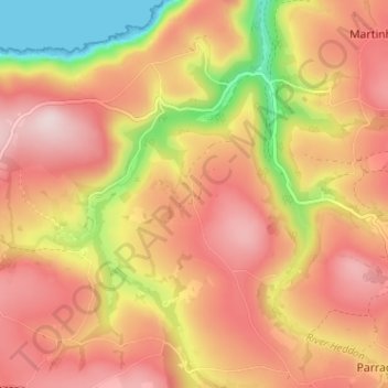 Topografisk kort Heale, højde, terræn
