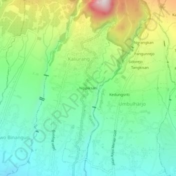 Topografisk kort Ngipiksari, højde, terræn