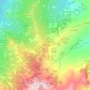 Topografisk kort Ca Albertini, højde, terræn