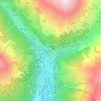 Topografisk kort Pezzo, højde, terræn