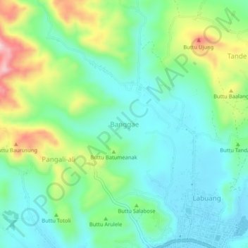 Topografisk kort Banggae, højde, terræn