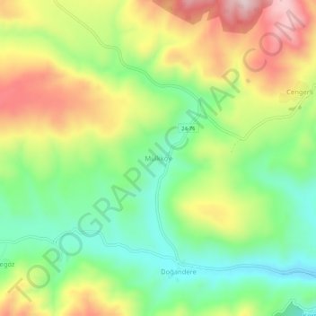 Topografisk kort Mülkköy, højde, terræn