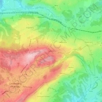 Topografisk kort Goßholz, højde, terræn