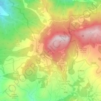 Topografisk kort La Verna, højde, terræn