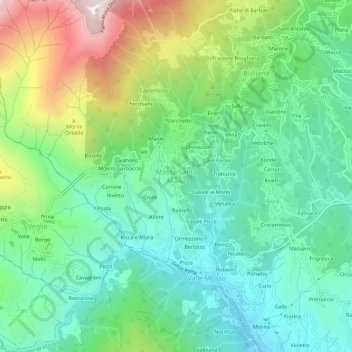 Topografisk kort Mosso Santa Maria, højde, terræn