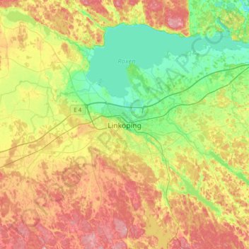 Topografisk kort Linköping, højde, terræn