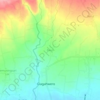 Topografisk kort Panti, højde, terræn