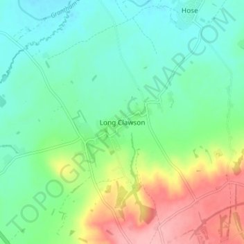 Topografisk kort Long Clawson, højde, terræn