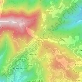Topografisk kort Passo Zovo, højde, terræn