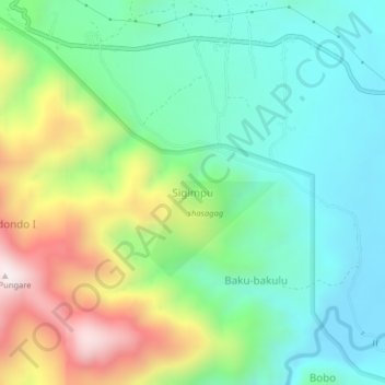 Topografisk kort Sigimpu, højde, terræn
