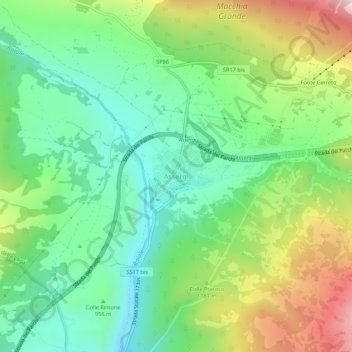 Topografisk kort Assergi, højde, terræn