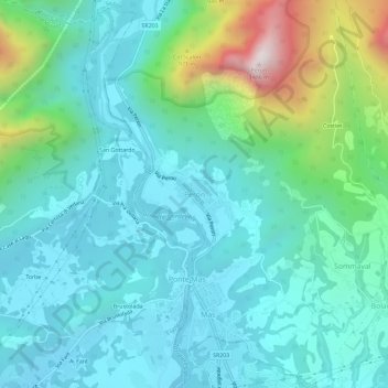 Topografisk kort Peron, højde, terræn