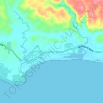 Topografisk kort Suka Menanti, højde, terræn