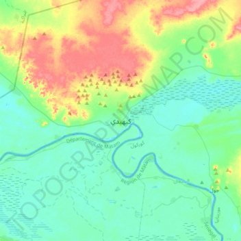 Topografisk kort Kaédi, højde, terræn
