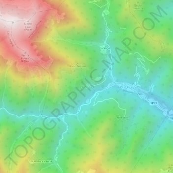 Topografisk kort Cialancia, højde, terræn