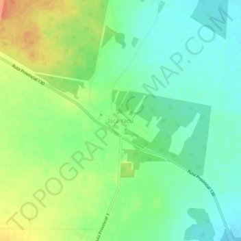 Topografisk kort Isca Yacú, højde, terræn