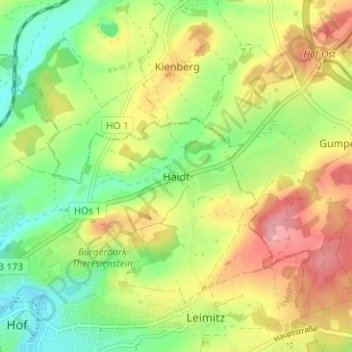 Topografisk kort Haidt, højde, terræn
