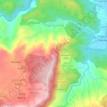 Topografisk kort Sempulawang, højde, terræn