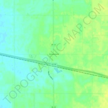 Topografisk kort Grovertown, højde, terræn