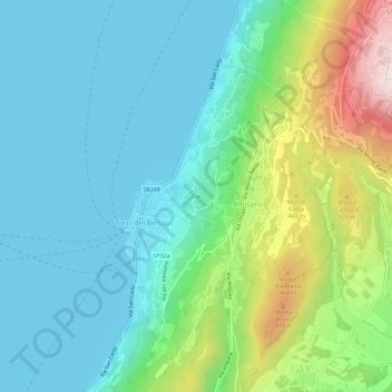 Topografisk kort Coi, højde, terræn