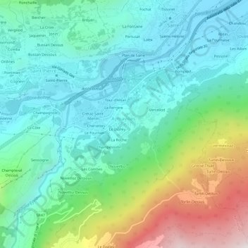 Topografisk kort Le Bettex, højde, terræn