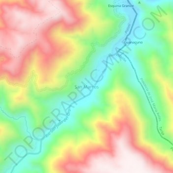 Topografisk kort San Marcos, højde, terræn