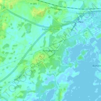 Topografisk kort Rinkabyholm, højde, terræn