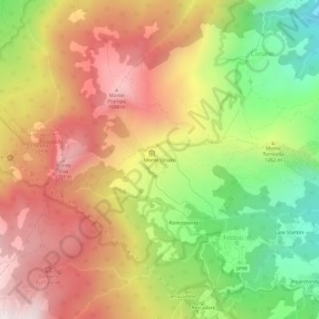 Topografisk kort Monte Orsaro, højde, terræn
