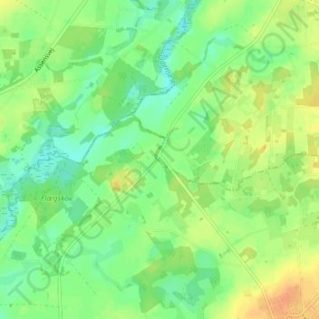 Topografisk kort Skelbæk, højde, terræn