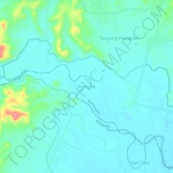 Topografisk kort Pangea, højde, terræn
