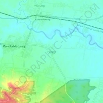 Topografisk kort Pilang, højde, terræn