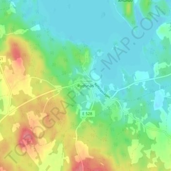 Topografisk kort Rydsnäs, højde, terræn