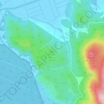 Topografisk kort Poggio al Pino, højde, terræn