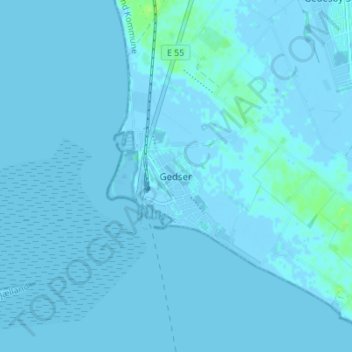 Topografisk kort Gedser, højde, terræn