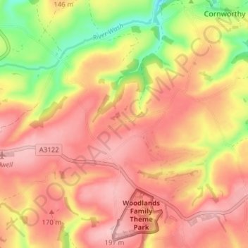 Topografisk kort Allaleigh, højde, terræn
