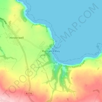 Topografisk kort Runswick Bay, højde, terræn