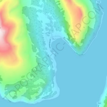 Topografisk kort Akkarvik, højde, terræn