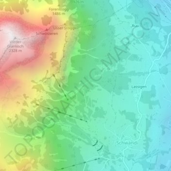 Topografisk kort Trogenwald, højde, terræn